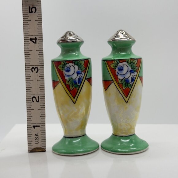 Vintage Hand-Painted Japanese Salt & Pepper Shakers Floral Design ** READ ** - Picture 10 of 10